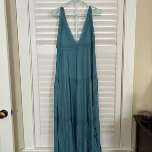 Boho Chic Teal Maxi Dress